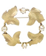 Vintage Gold Tone Pearl Brooch 1/20 12K Gold Filled Signed - $33.90