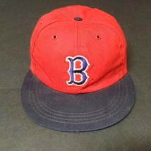 Vintage Boston Red Sox Fitted Cap Hat Black Leather Band Felt Patch 919A - £133.19 GBP