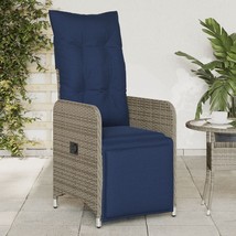  Reclining Patio Chair with Cushions Gray Poly Rattan - $2,947.91 MXN