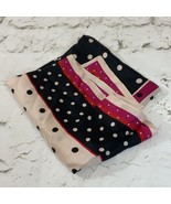 Ann Taylor Scarf Handkerchief 25” Square Black Pink White Polka Dots - $15.84