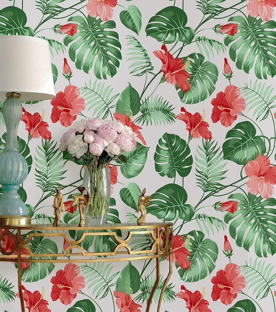 Jz·Home H12242 Peel And Stick Wallpaper Tropical Banana Palm Floral Leaves - £30.89 GBP