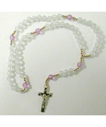 Clear &amp; Lavender Faceted Acrylic Plastic Bead Prayer Rosary with Crucifix - £6.30 GBP