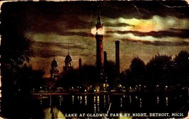 Vintage POSTCARD- Lake At Gladwin Park By Night, Detroit, Michigan BK65 - £3.16 GBP