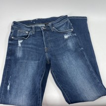 H &amp; M Jeans Womens Size 29W x 32L  Blue Tapered skinny Denim Stretch But... - $24.74