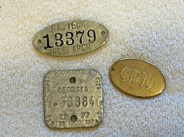 Vintage Metal Luggage / dog style Tags GA Tech 13379 Monogram GKW - £11.25 GBP