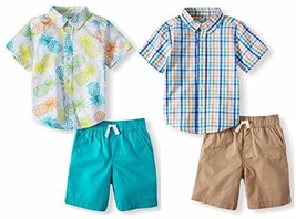Baby and Toddler Boys 4-Piece Shorts &amp; Shirt Set for Casual Dress Up or Playtime - £19.43 GBP