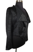 FTF Black Velour Textured Swirl Cropped Single Button Retro Blazer Plus 3X - $29.99
