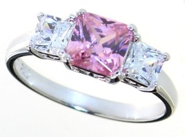 Princess Cut 1.50 ct Pink &amp; White Topaz Ring - £107.91 GBP