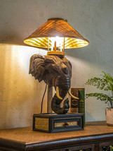 Solid Wood Elephant Table Lamp Thai Creative Southeast Asian Decorative Lamp - £137.85 GBP