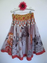 Julie G. Artsy Boho Full Circle Skirt M Zebra Floral India Block Print Sequins - £23.97 GBP