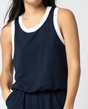 Stateside softest fleece bubble top color block in New Navy - $44.00