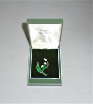 Sterling Silver Enamel Carved Lily of the Valley German Brooch Vintage Germany - £97.34 GBP