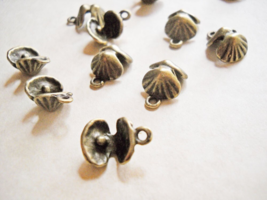 10 Seashell Charms Antiqued Bronze Pendants Nautical Ocean Jewelry Making 10pcs - £2.44 GBP