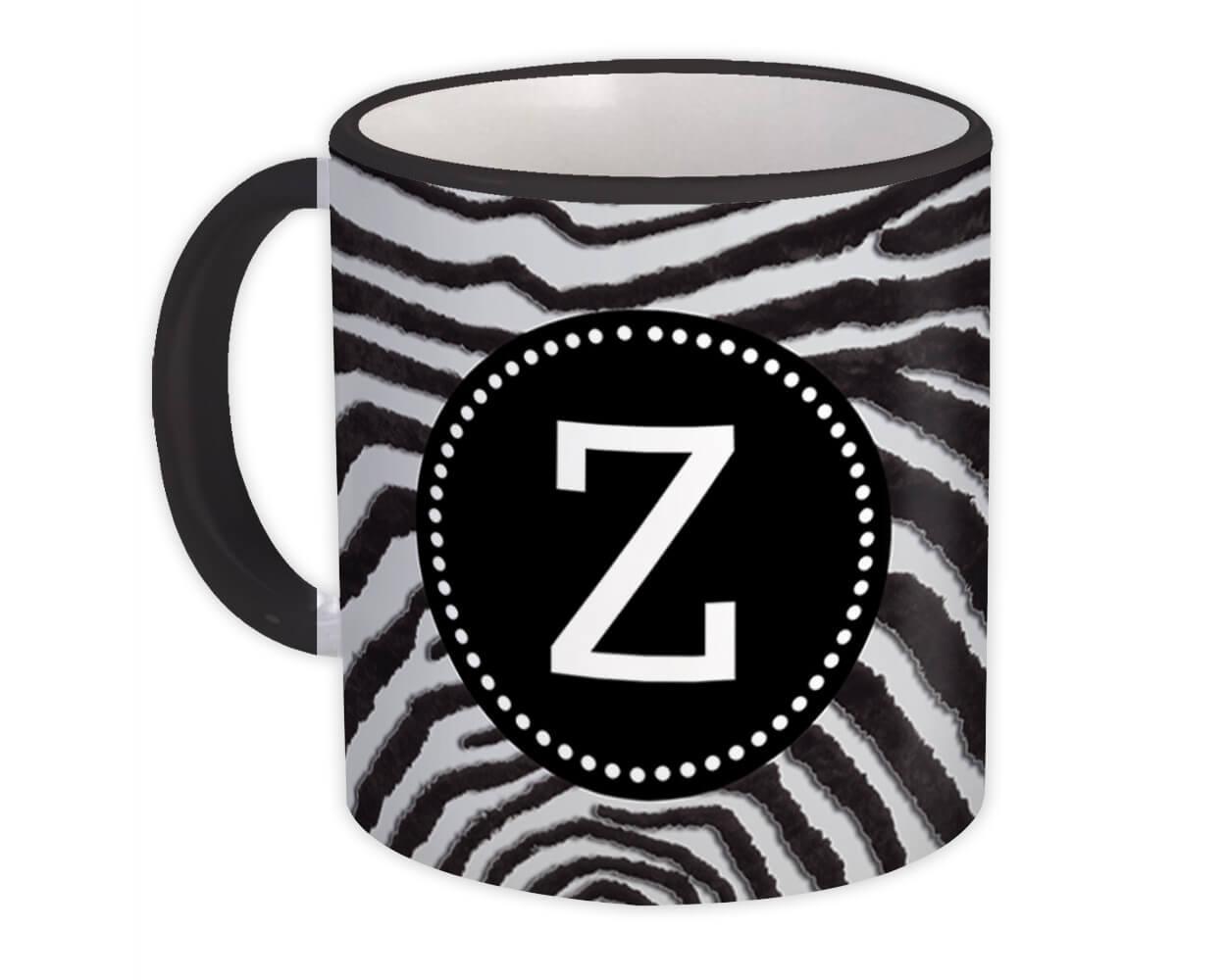 Primary image for Monogram Letter Z : Gift Mug Zebra Letter Initial ABC Animal Circle