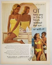 1969 Print Ad QT Quick Tanning Suntan Lotion Beautiful Bikini Lady at Beach - £11.63 GBP