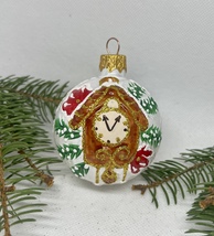 Cuckoo clock white and brown glitter glass ball XMAS ornament,XMAS decoration - £8.43 GBP