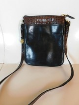 Brahmin Two-Toned Brown Croco Leather Cross Body Bag - $89.99
