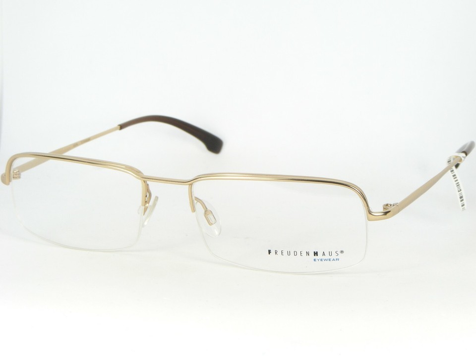 FreudenHaus KNOX MGD MATE GOLD EYEGLASSES GLASSES HALF RIMM FRAME 53-18-... - $115.77