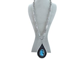 26&quot; Vintage Navajo Sterling Necklace/ Turquoise pendant - £367.06 GBP