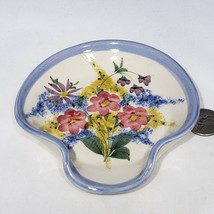 Patton Handmade Stoneware Pottery 5&quot; Floral Spoon Rest Trinket Dish Cost... - £13.25 GBP