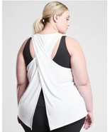 ATHLETA Top 1X Essence Tie Back Gym Tank Bright White $44 Fitness Lifest... - £21.78 GBP