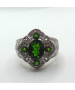 Signed 925 HT Green &amp; Clear CZ Stones Sterling Silver Ring Size 7 - $89.27 CAD