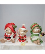 VTG HOMCO Mouse Family 3 Porcelain Figurines 5600 Santa, Mrs Claus &amp; Baby  - $326.79 MXN