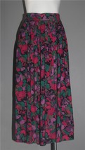 VTG Shapley Knits Deep Colors Floral Rayon Partial Elastic Waist Skirt W... - $18.99