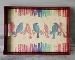 Pier 1 Imports Red Wood Table Tray Accent Bird on a wire Pattern 18&quot; w/ ... - $34.54