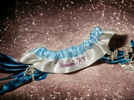 Married AF Custom Colors Embroidered Bridal Wedding Garter Keepsake Pers... - £14.94 GBP