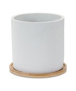 White Stone Planter with Wood Plate (Set of 2) - $70.34 CAD