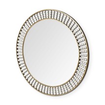 42" Round Gold Metal Frame Wall Mirror With White Wood Beads - $856.03 CAD