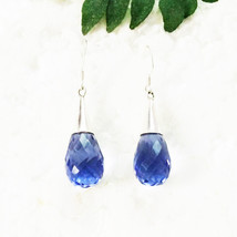 Blue Iolite Lab-Created Gemstone 925 Sterling Silver Jewelry Handmade Earring... - £34.24 GBP