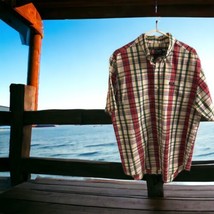 CHAPS Mens Shirt Size Large Plaid Red Green Front Pocket Buton Down Shor... - £14.36 GBP