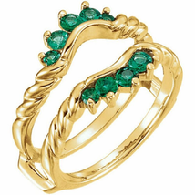 Green Emerald Round Cut Diamond Womens Enhancer Wrap Ring 14K Yellow Gol... - £97.80 GBP