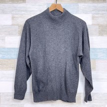 Charter Club Cashmere Mock Neck Sweater Gray Ribbed Hem Cuffs Womens Medium - £67.19 GBP