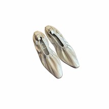 AGL Women&#39;s Ballet Leather Flats Pointed Toe Comfort Slip On shoes Silver Sz. 37 - £31.84 GBP