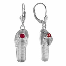 0.3 Carat 14K Solid White Gold Shoes Leverback Earrings Natural Ruby - £474.40 GBP