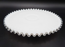 Fenton Silver Crest Low Pedestal Ruffle Cake Stand 12 Inch White Milk Glass - £39.07 GBP