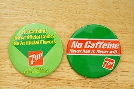 Vintage Pinback Button Lot 7UP Soda Pop Advertising No Caffine Never Had It - $14.84