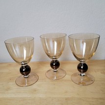 Vintage Krosno Gold Amber Irridized Art Glass Goblet Stem Glass 6&quot; Tall  - £34.22 GBP