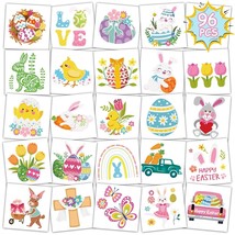 96Pcs Easter Tattoos for Kids Colorful Easter Tattoos Stickers Easter Te... - $22.23