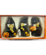 Vintage Loomco 3 Piece Ceramic 3 in Witch Set Figurines - $40.32 CAD