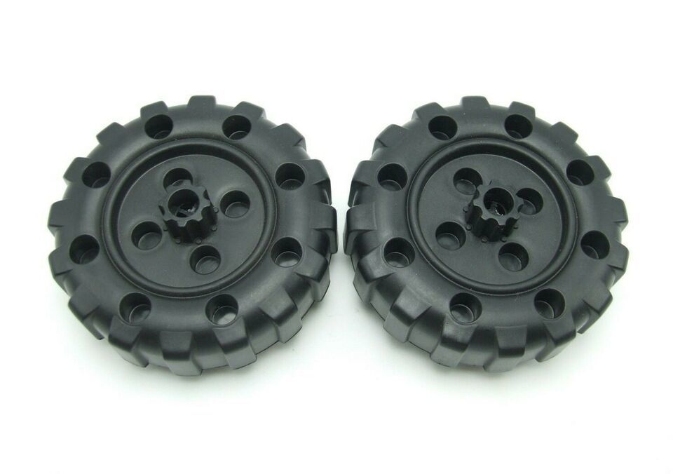 Tinkertoy 2 Tires Wheels Black Jumbo Replacement Parts Plastic Tinker Toy Piece - $3.70