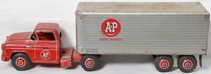 A&P Super Market Transport Delivery Truck Toy Pressed Steel 1950's MARX - $225.00