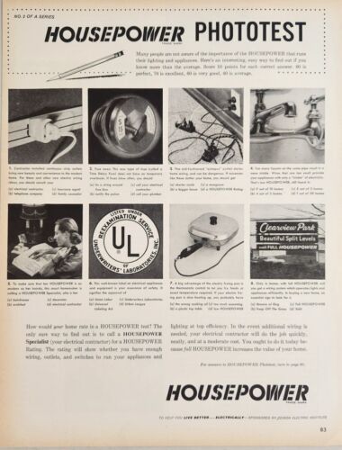 Primary image for 1959 Print Ad UL Underwriter's Laboratory Housepower Electrical Phototest