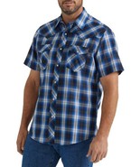 Wrangler Pearl Snap Men&#39;s Short Sleeve Western Shirt Blue Plaid Small New - £15.16 GBP