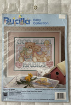 1995 Bucilla Counted Cross Stitch Kit God Bless Babies Birth Record 14 x... - $23.23