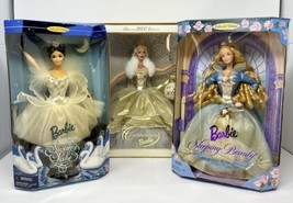 Lot of 3 Collectible Barbies-Swan Queen, Celebration Barbie, Sleeping Beauty NEW - £37.96 GBP