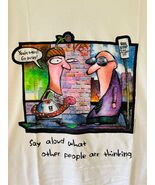 Lee Vintage Sz XL 90s Cotton Cartoon White Crew Neck Tee Shirt NEW Pullover - $18.64